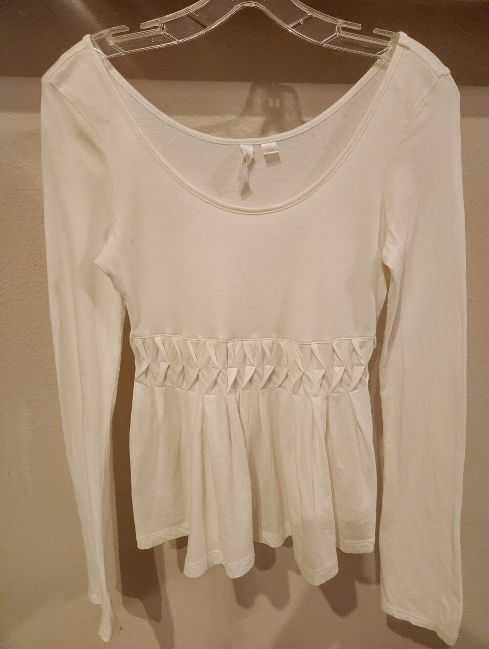 Anthropologie, Eloise Brand Women’s White Long Sleeve Peplum Top